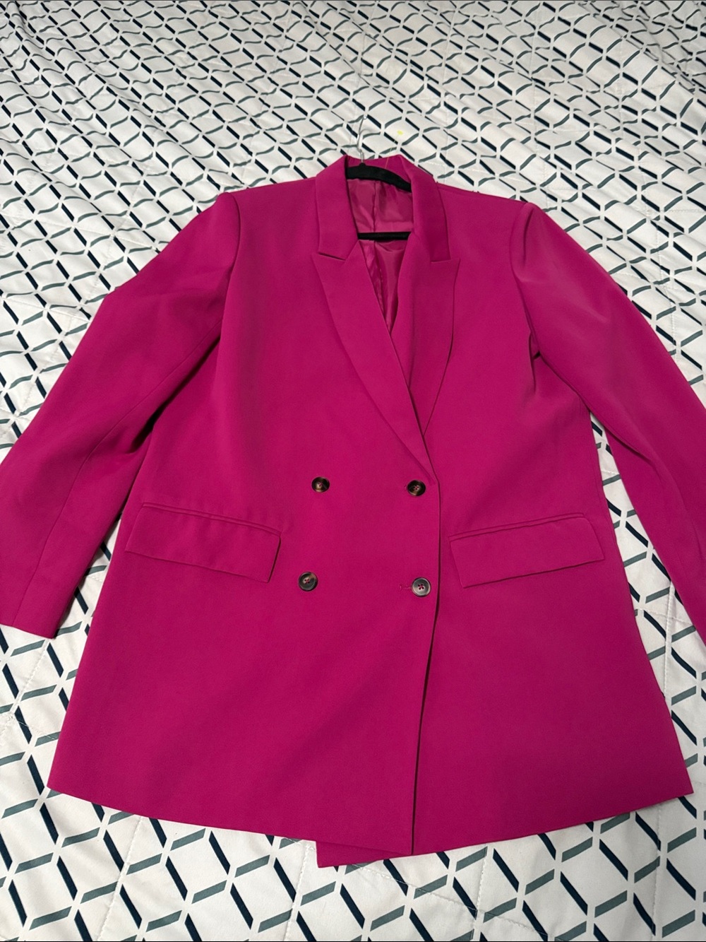 Double-Breasted Women's Blazer Jacket in Magenta